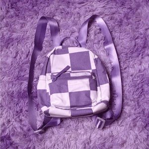 Mini purple checker print backpack